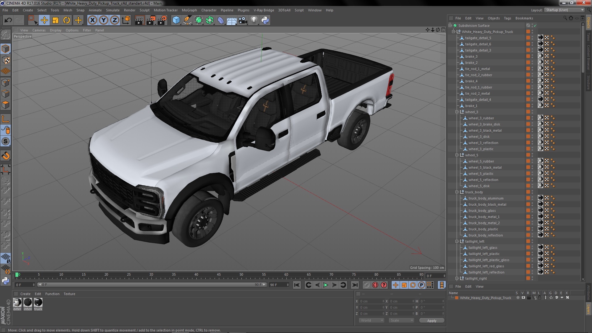 White Heavy Duty Pickup Truck 3D model