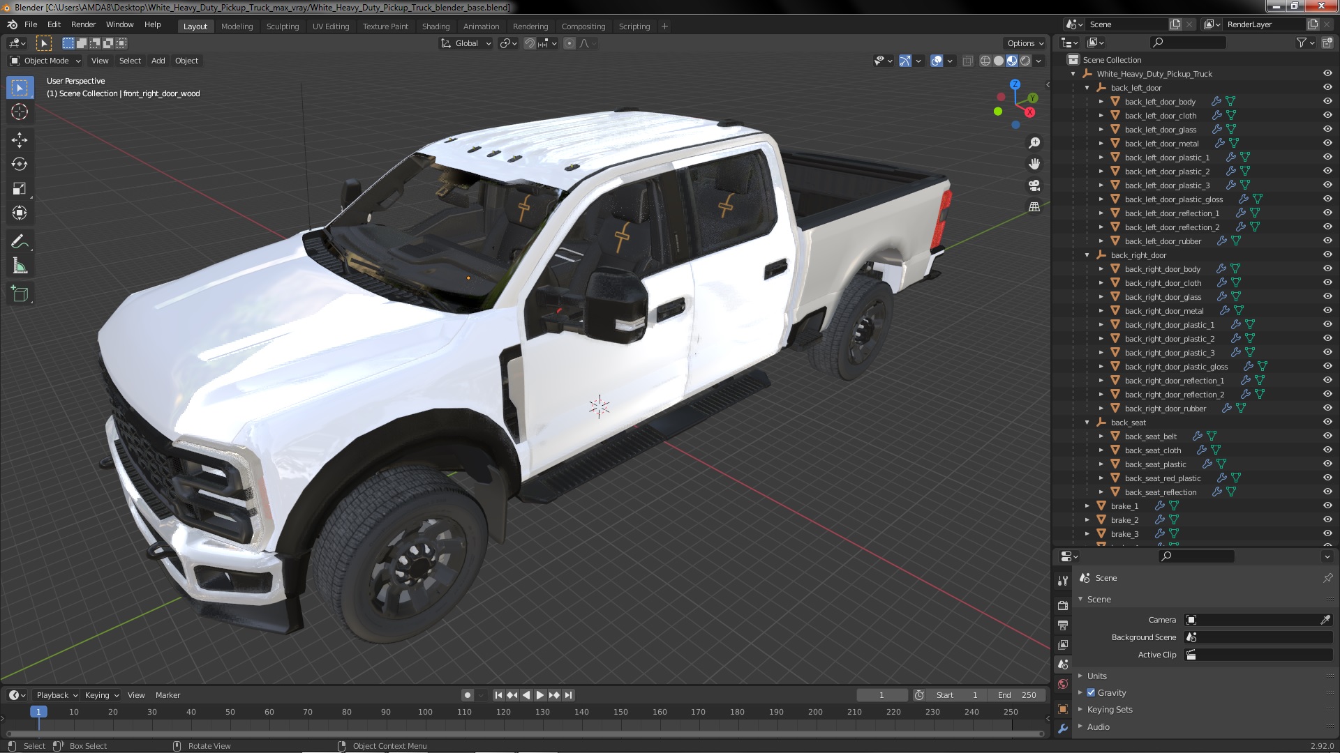 White Heavy Duty Pickup Truck 3D model