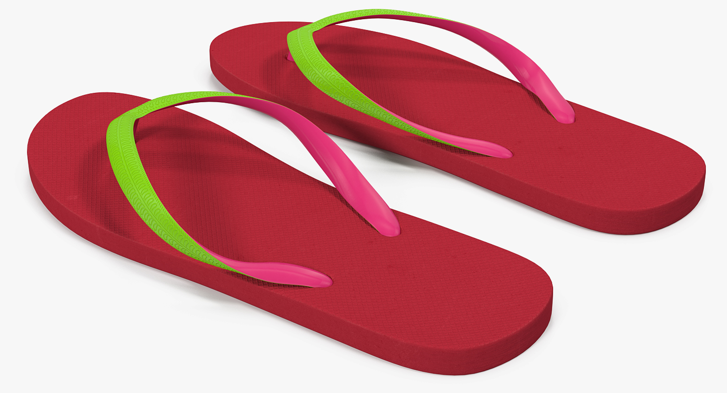 Classic Flip Flops for Women Red 3D