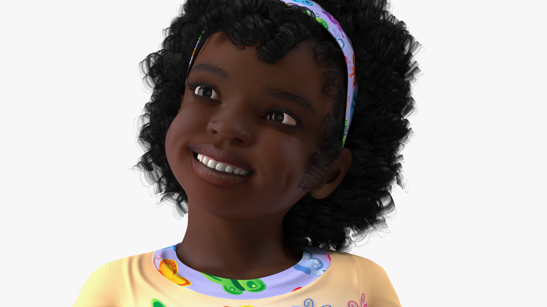 3D model Smiling Black Girl Child Pajamas Sitting