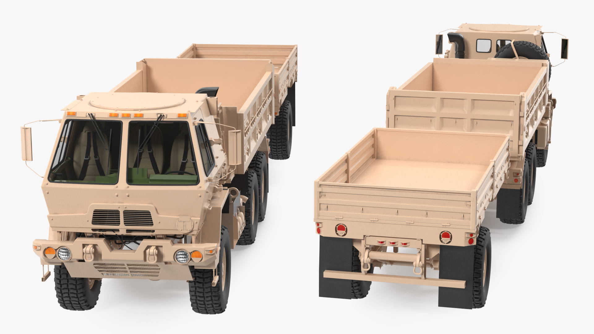 3D Oshkosh FMTV Dump Truck with Cargo Trailer M1082 Sand model