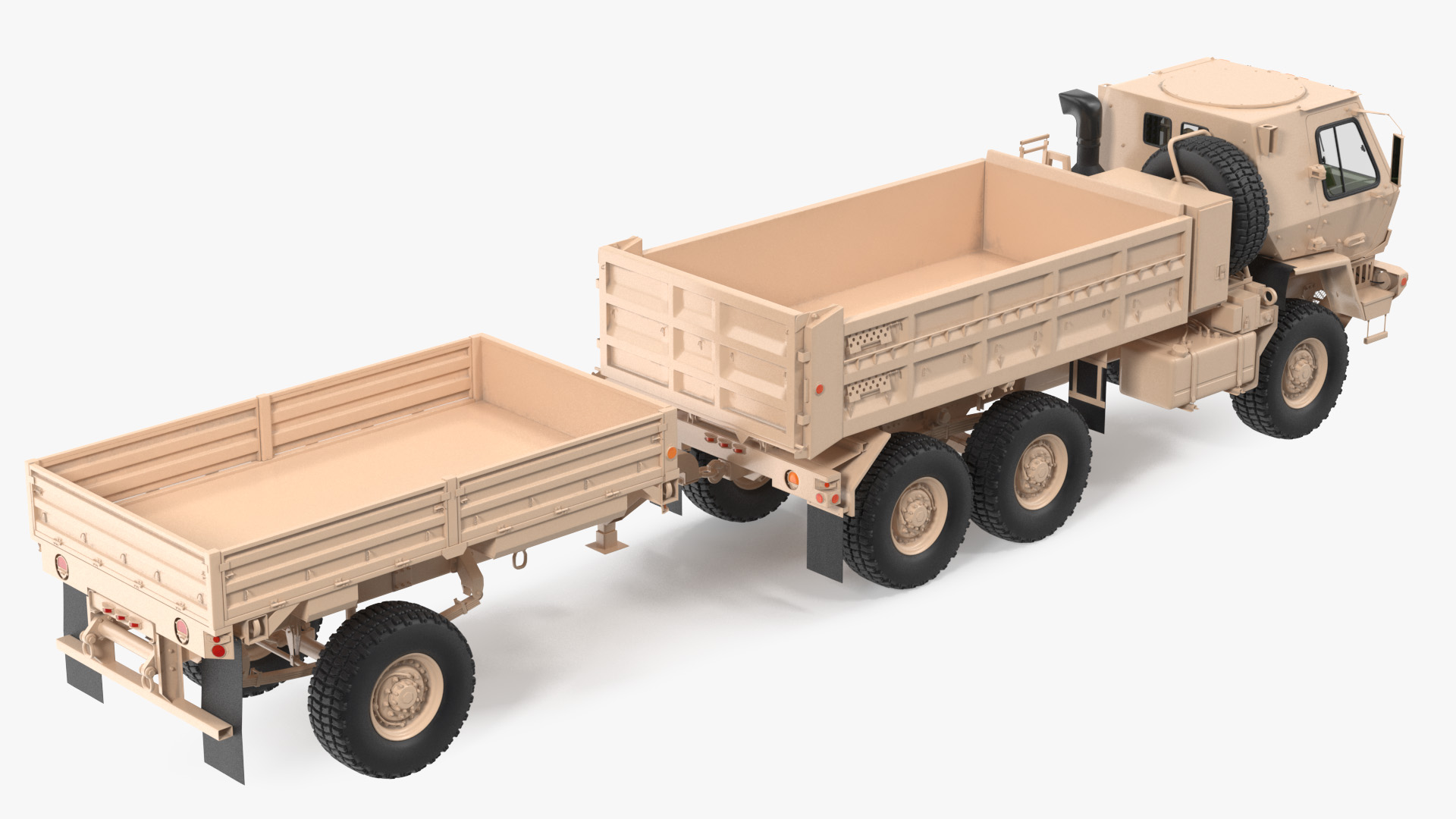 3D Oshkosh FMTV Dump Truck with Cargo Trailer M1082 Sand model