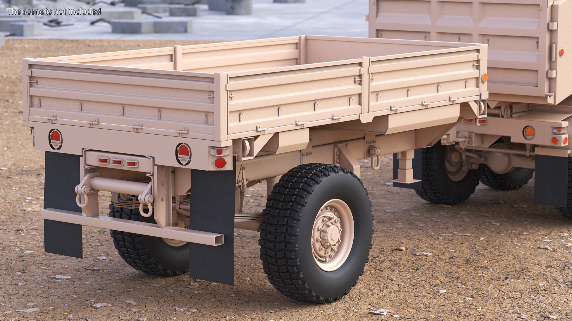 3D Oshkosh FMTV Dump Truck with Cargo Trailer M1082 Sand model