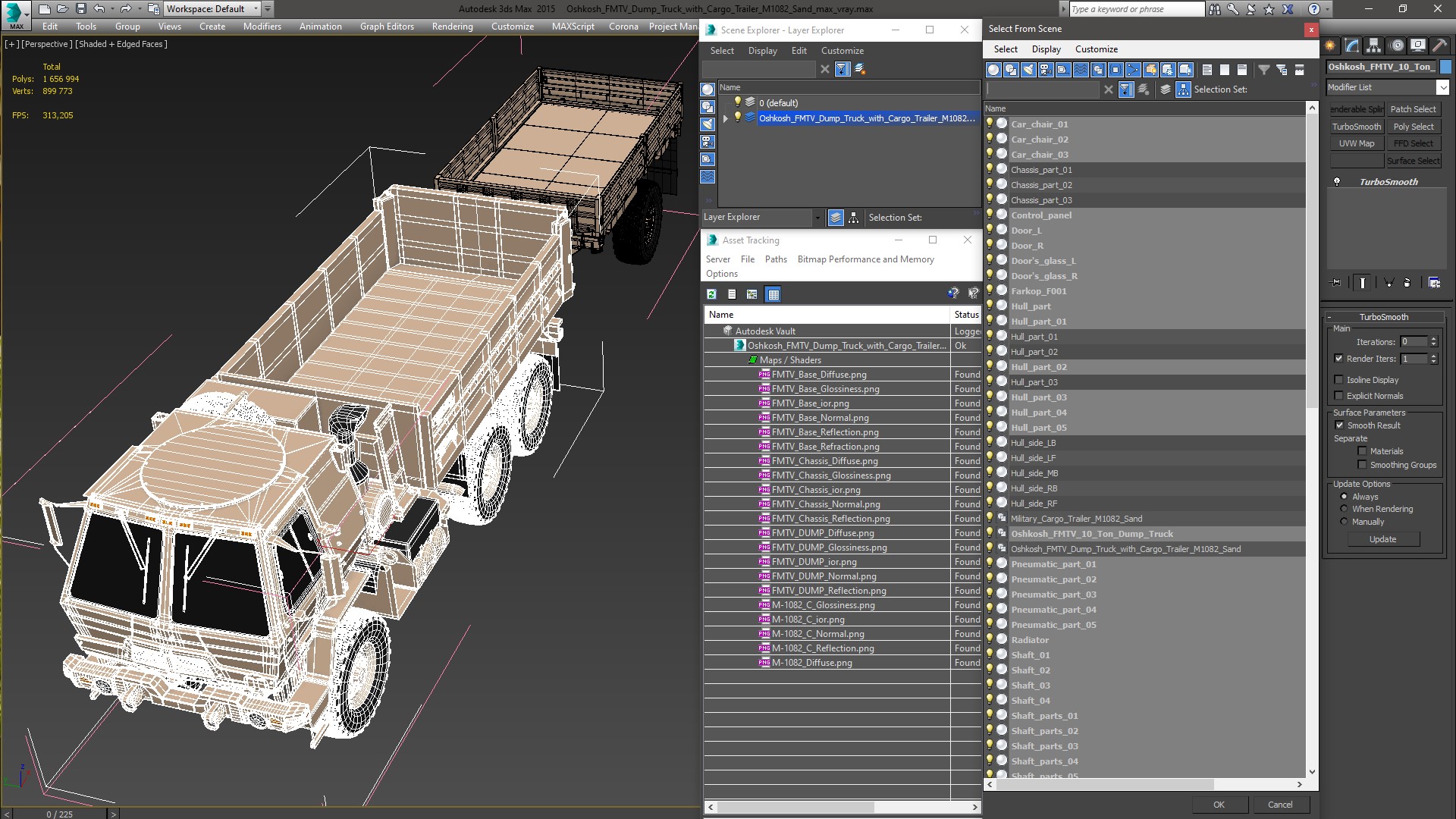 3D Oshkosh FMTV Dump Truck with Cargo Trailer M1082 Sand model