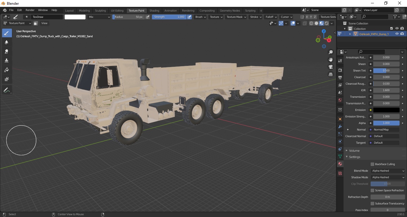 3D Oshkosh FMTV Dump Truck with Cargo Trailer M1082 Sand model