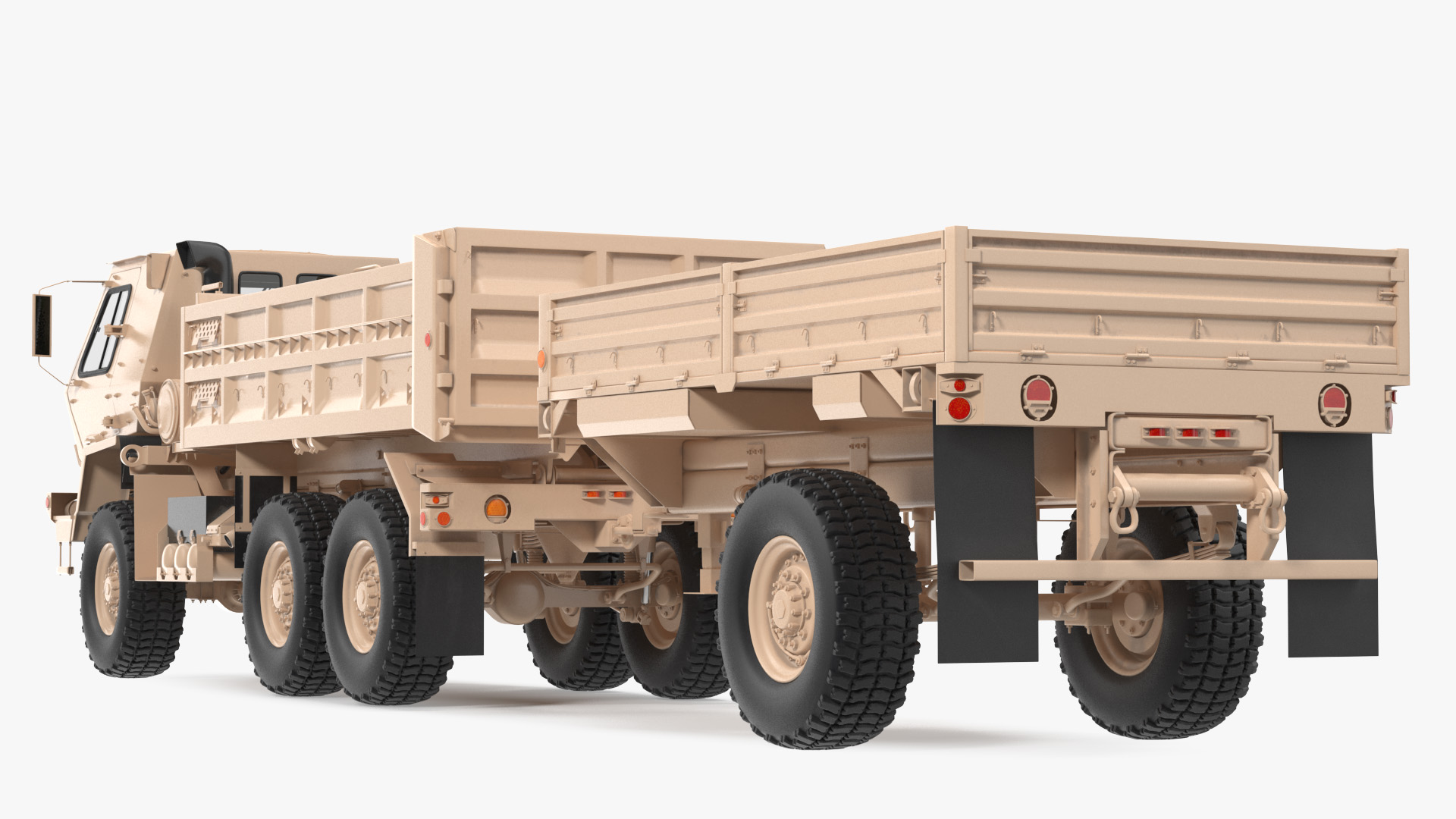 3D Oshkosh FMTV Dump Truck with Cargo Trailer M1082 Sand model