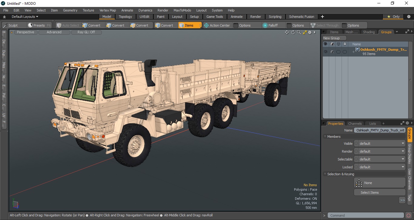 3D Oshkosh FMTV Dump Truck with Cargo Trailer M1082 Sand model