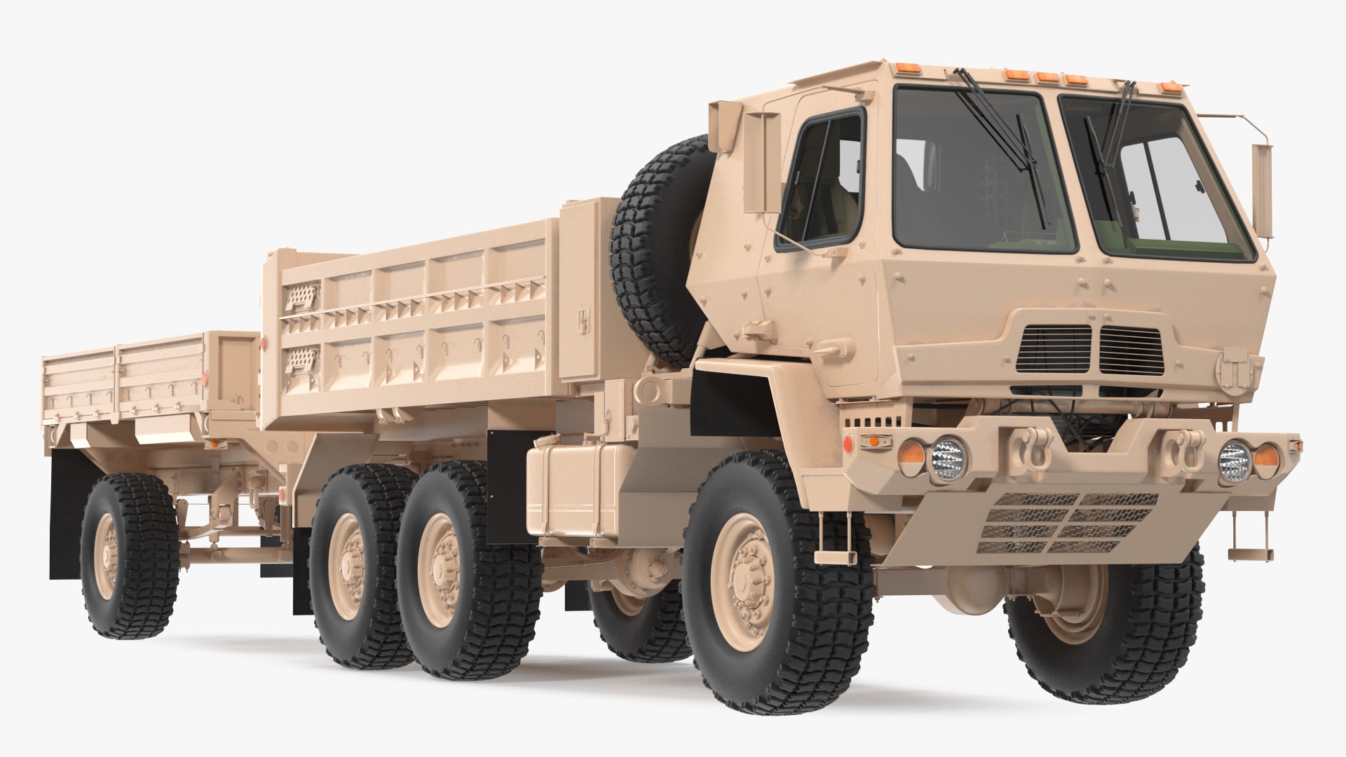 3D Oshkosh FMTV Dump Truck with Cargo Trailer M1082 Sand model