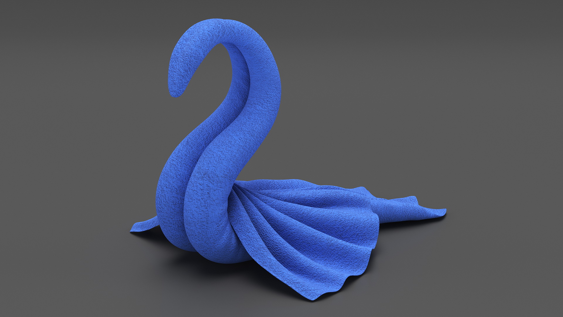 3D Blue Towel Swan with Spread Wings model