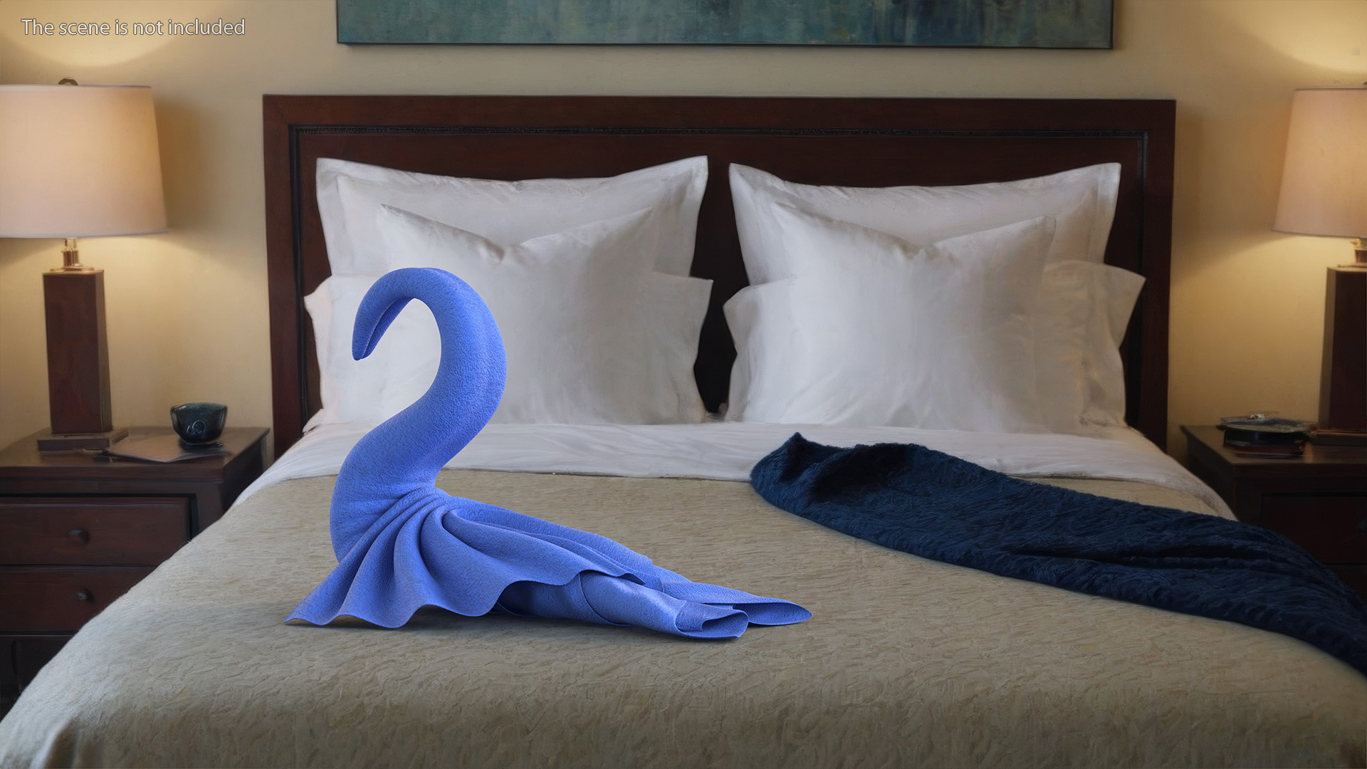 3D Blue Towel Swan with Spread Wings model