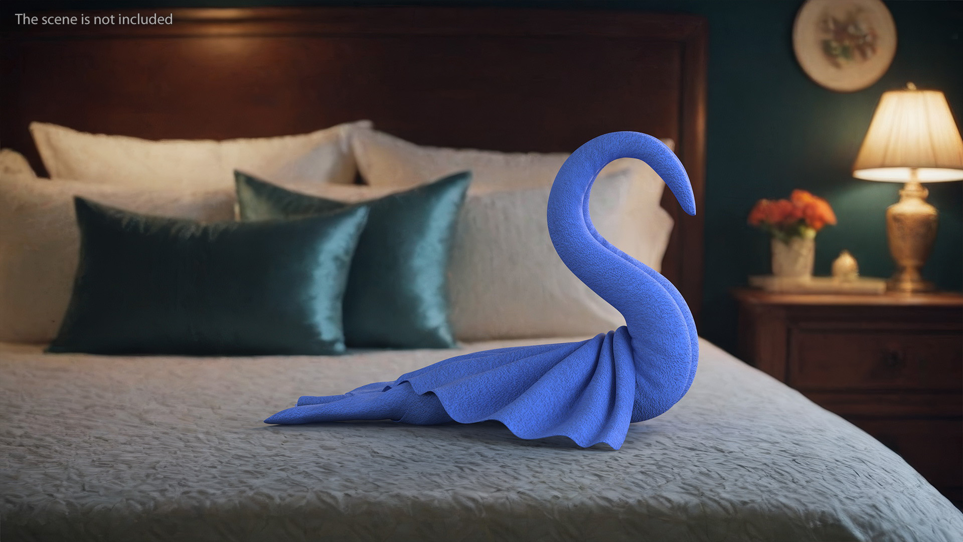 3D Blue Towel Swan with Spread Wings model
