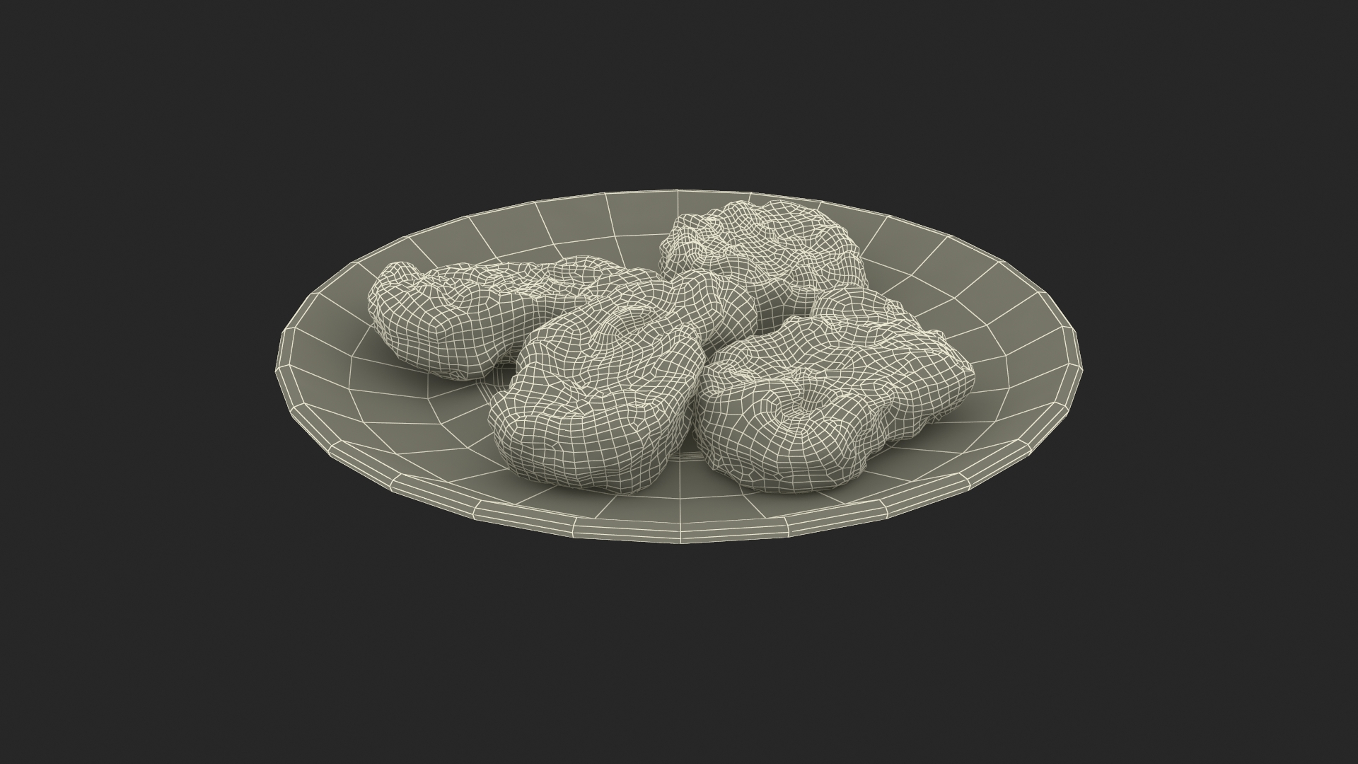 Nuggets on Black Plate 3D