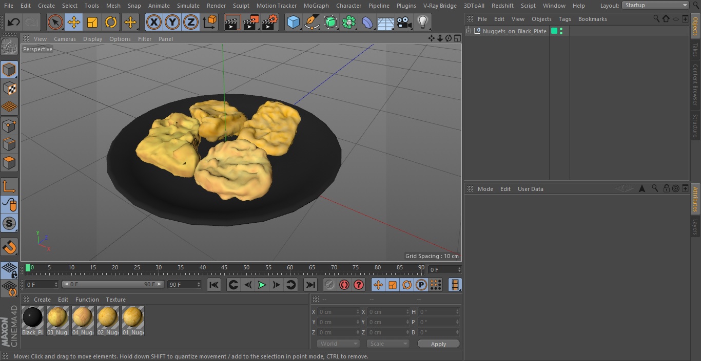 Nuggets on Black Plate 3D