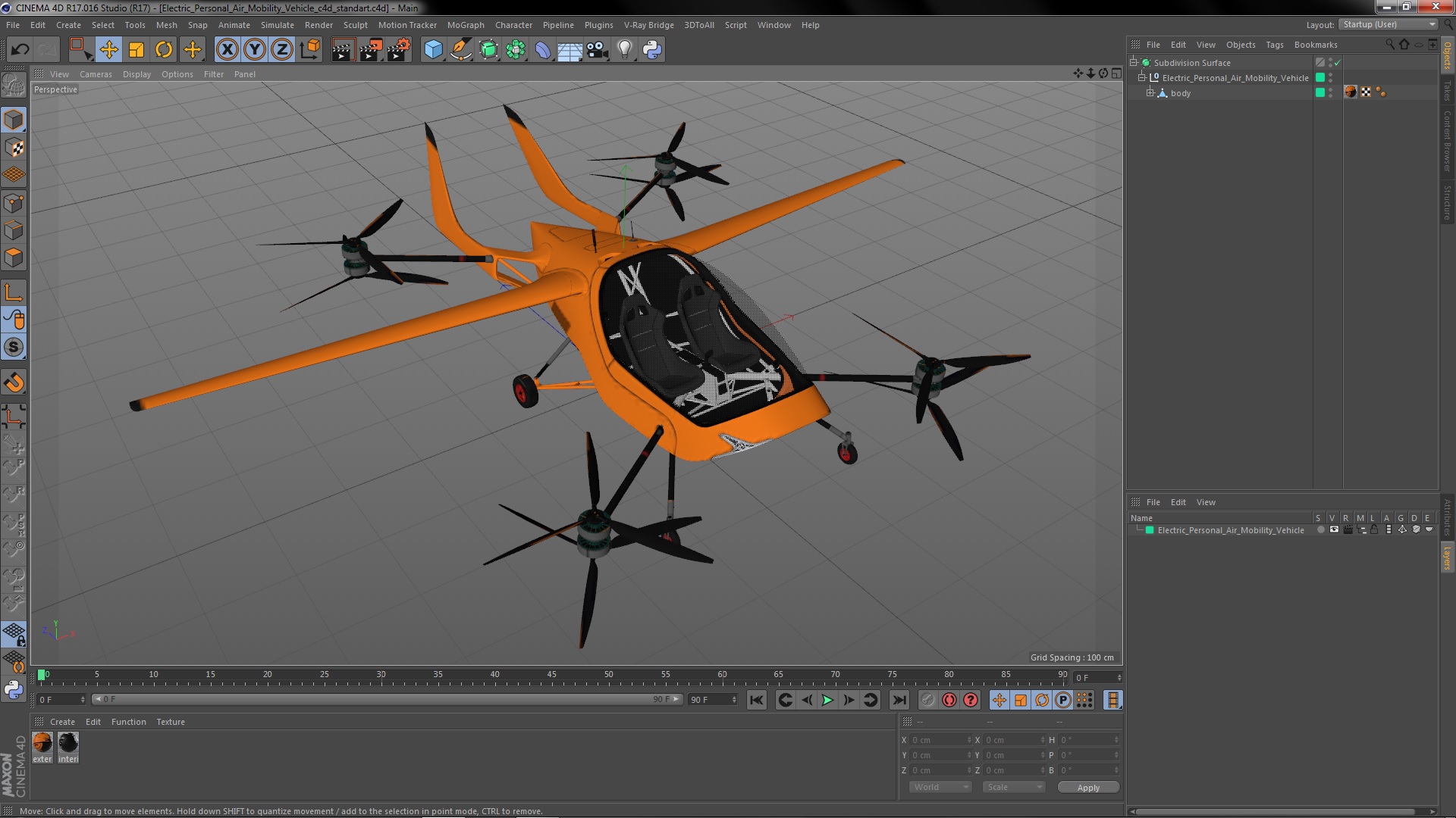 3D Electric Personal Air Mobility Vehicle model
