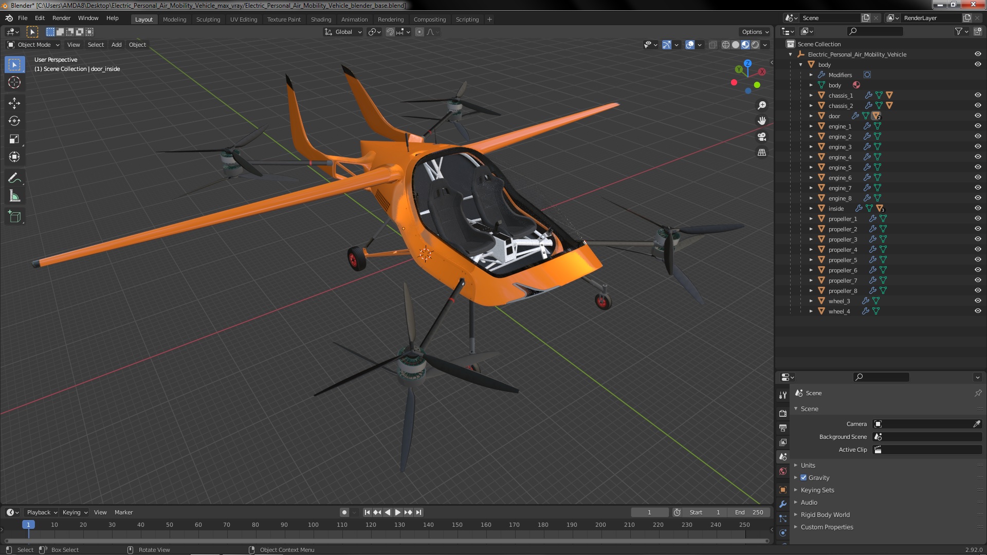 3D Electric Personal Air Mobility Vehicle model