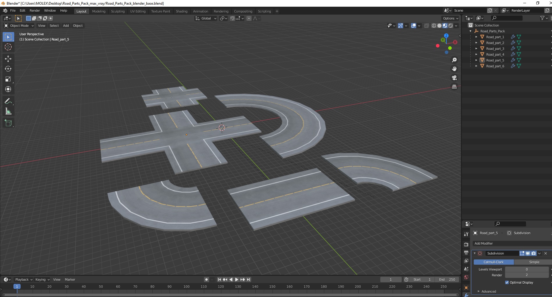 3D model Road Parts Pack