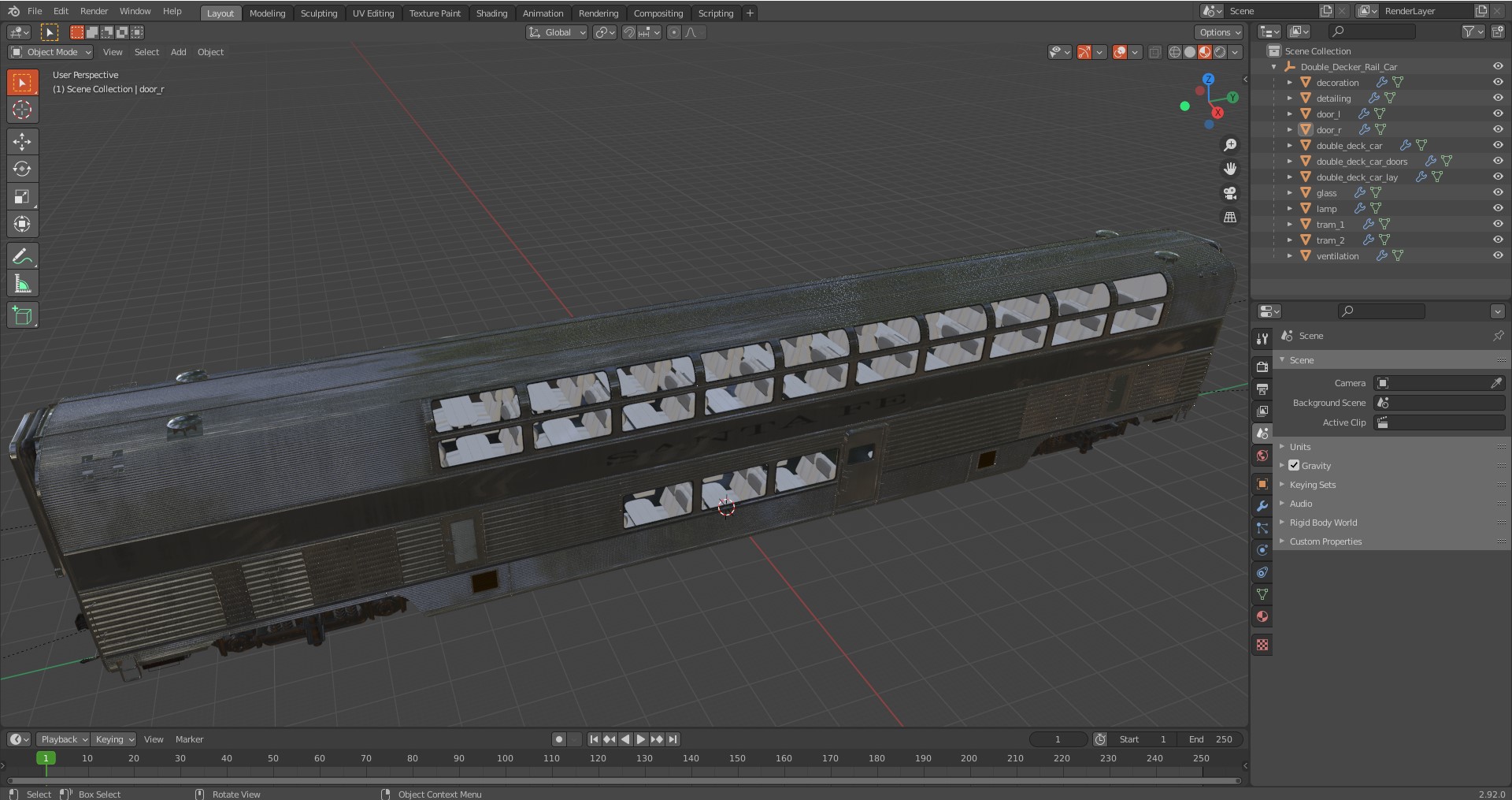 Double Decker Rail Car 3D
