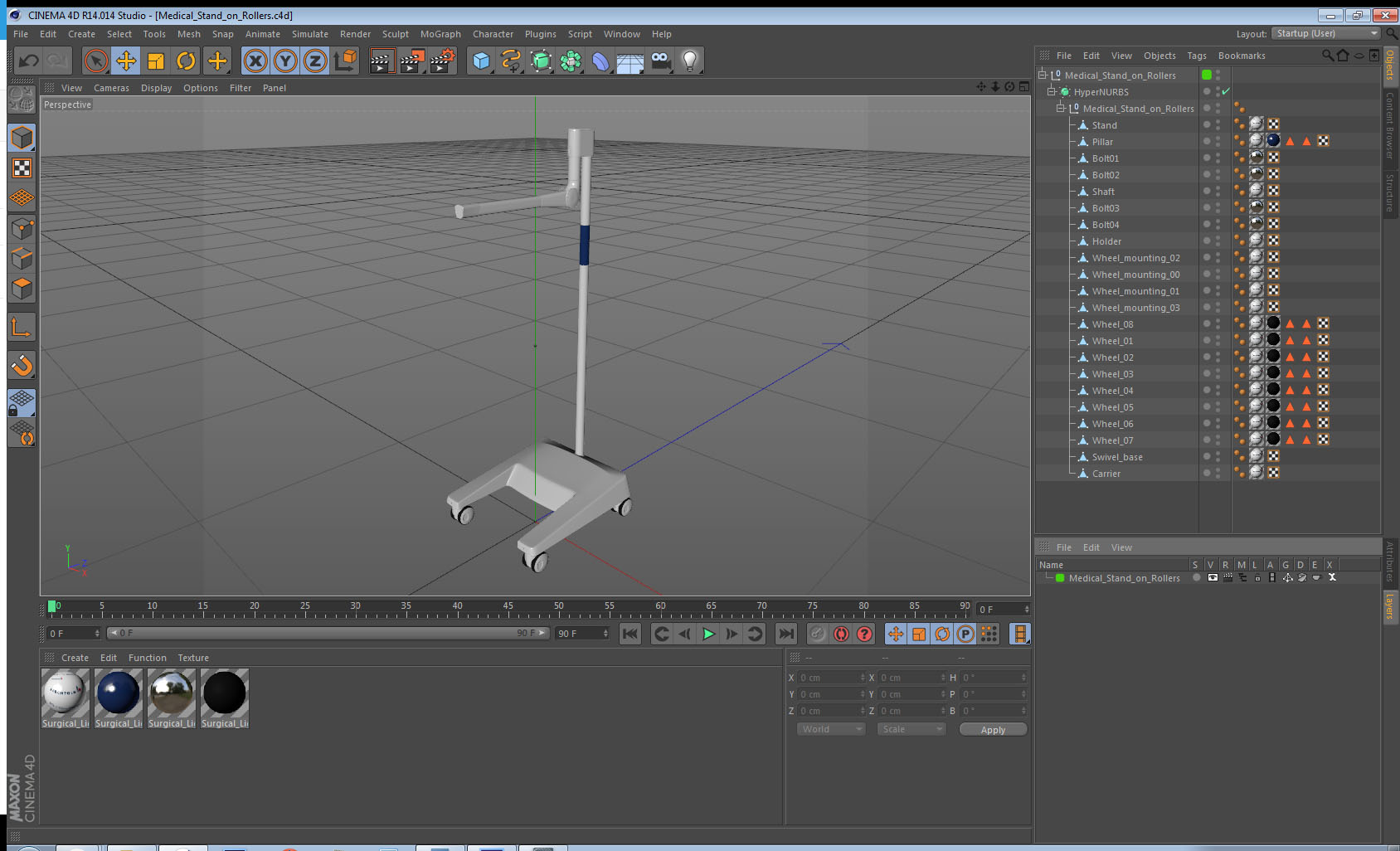 Medical Stand on Rollers 3D model
