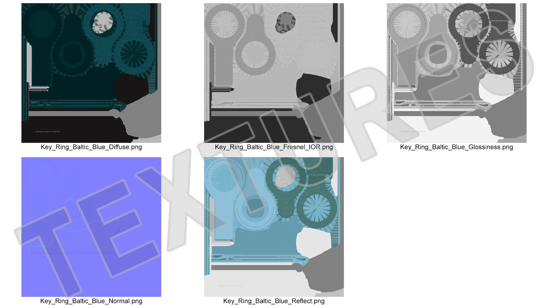 3D AirTag Leather Key Ring Blue model