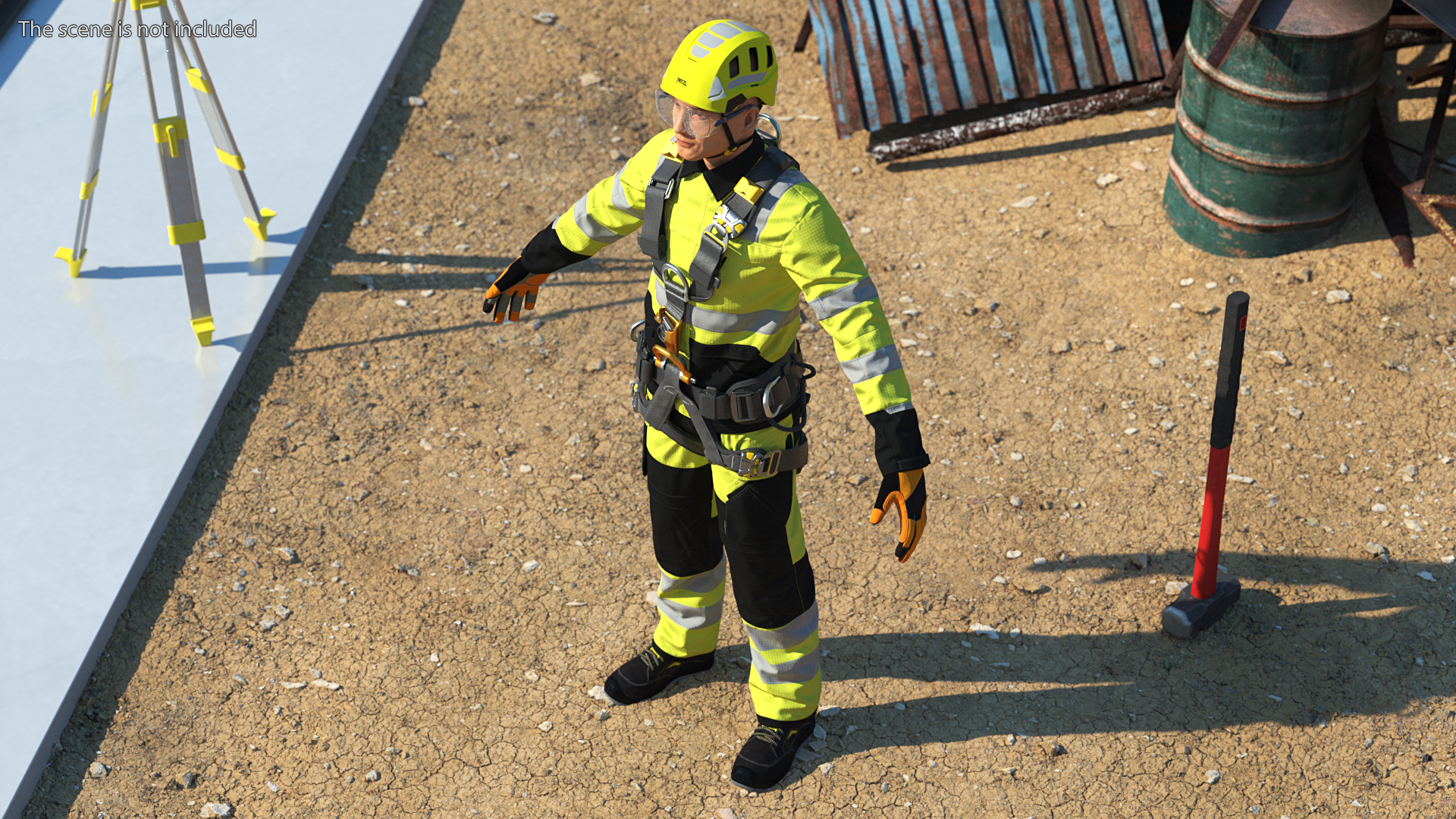 3D High Altitude Worker Rigged for Maya