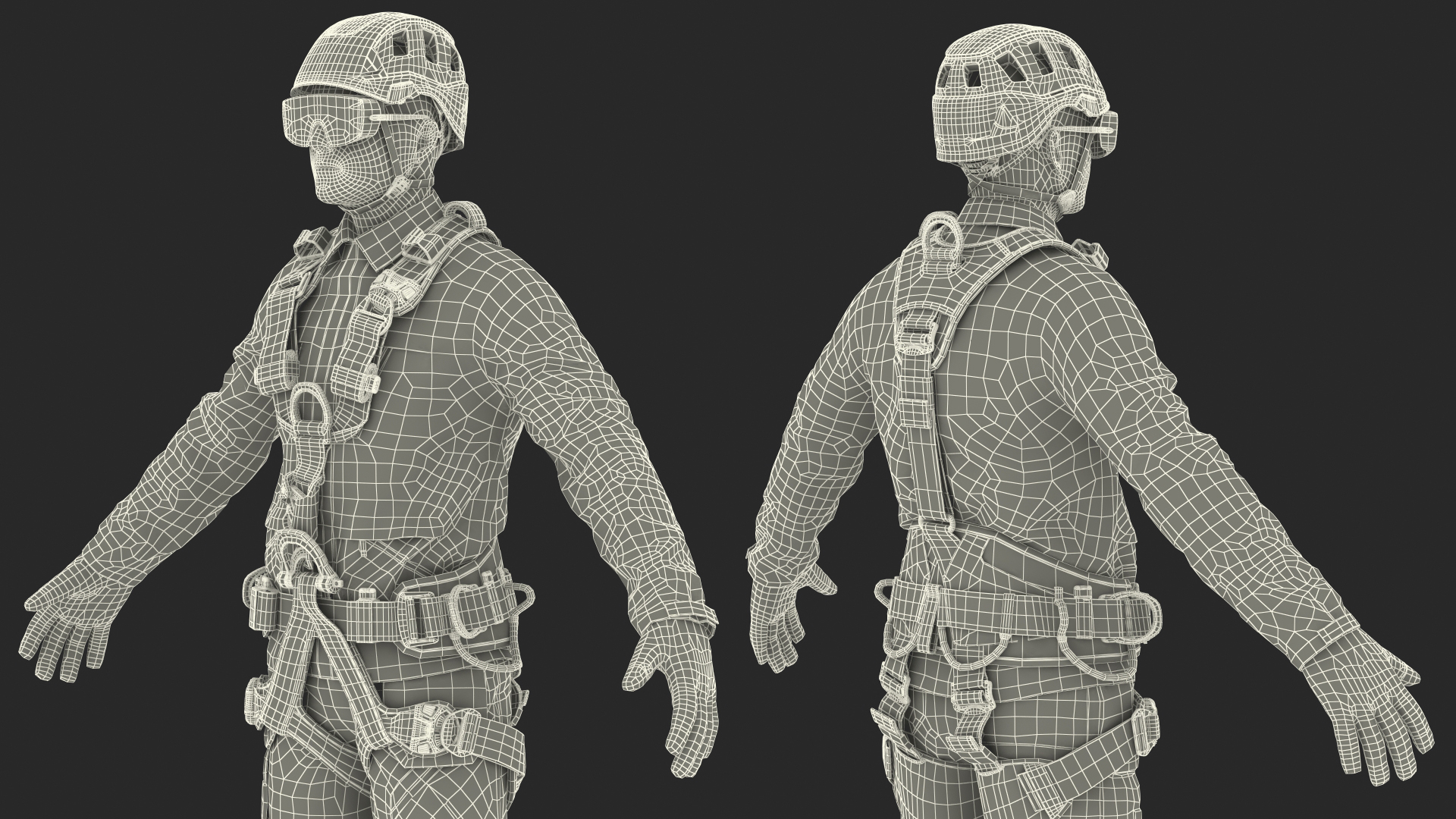 3D High Altitude Worker Rigged for Maya
