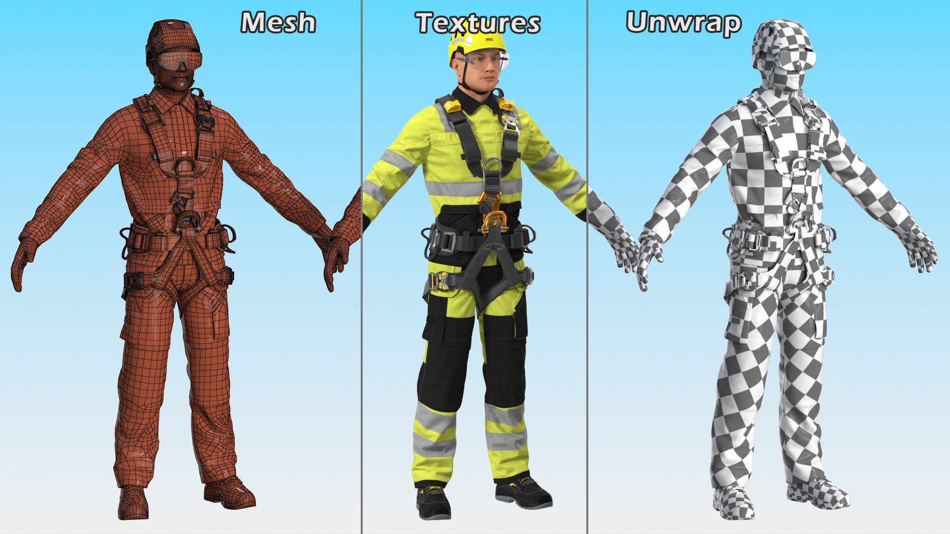 3D High Altitude Worker Rigged for Maya