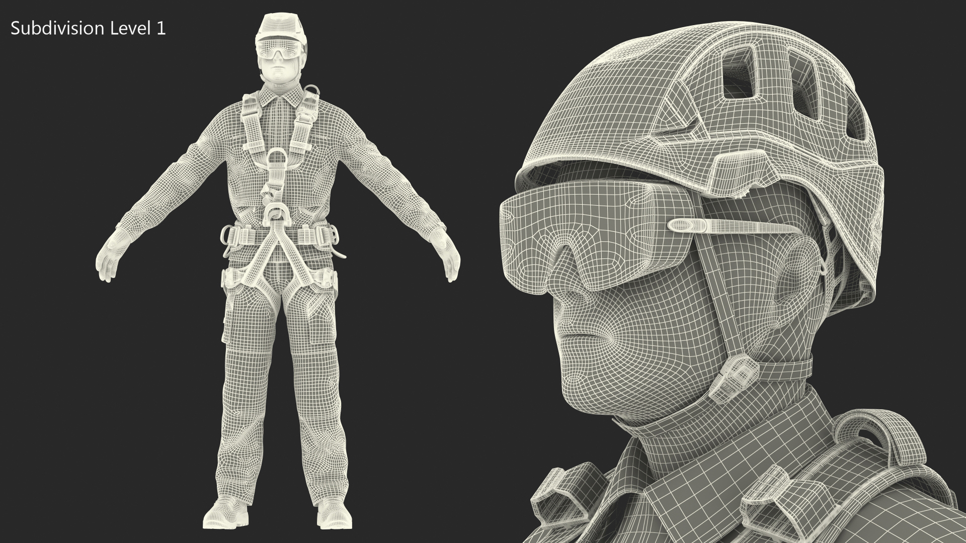 3D High Altitude Worker Rigged for Maya
