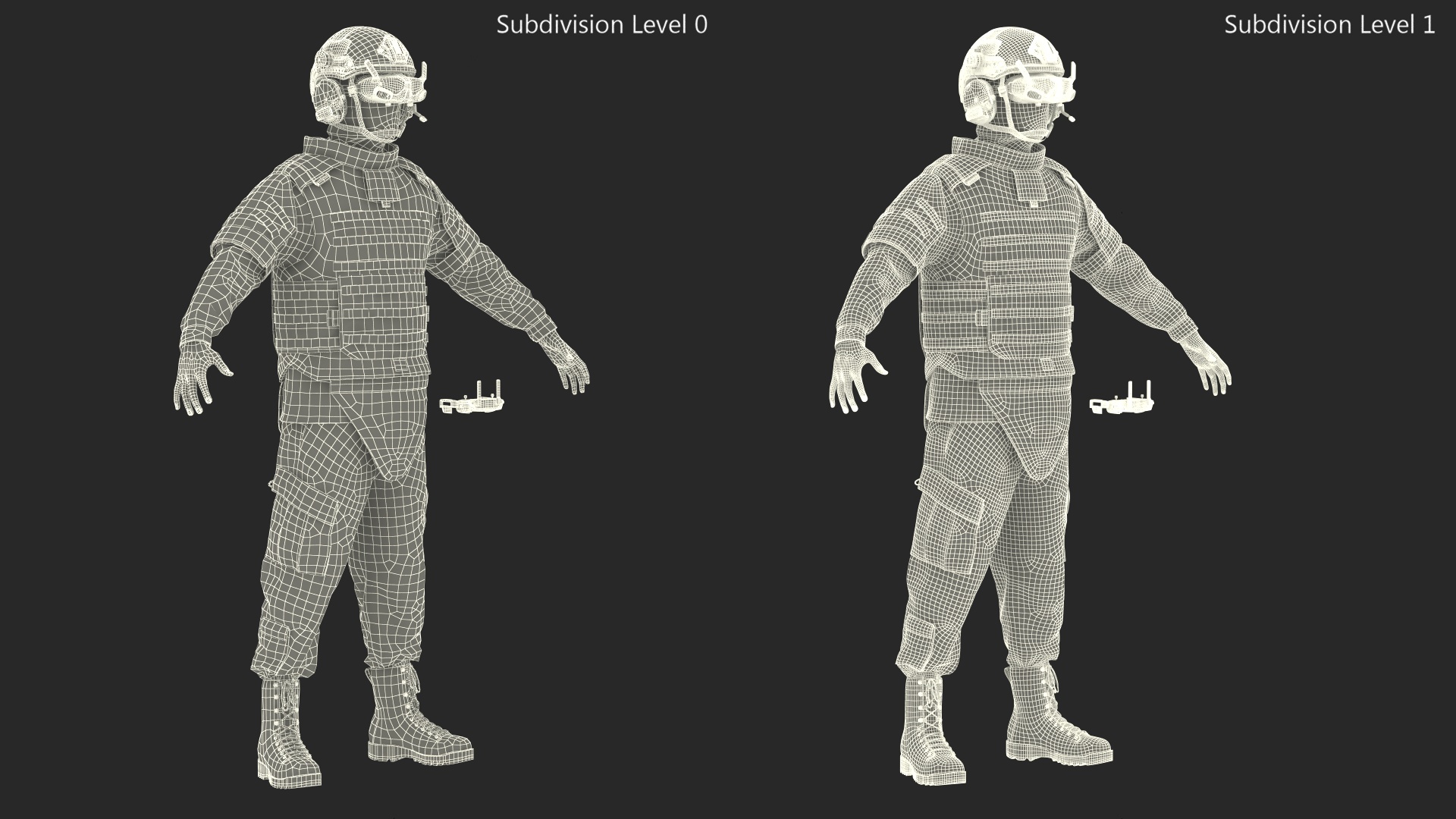 3D FPV Drone Military Operator in Digital Camouflage Fur model