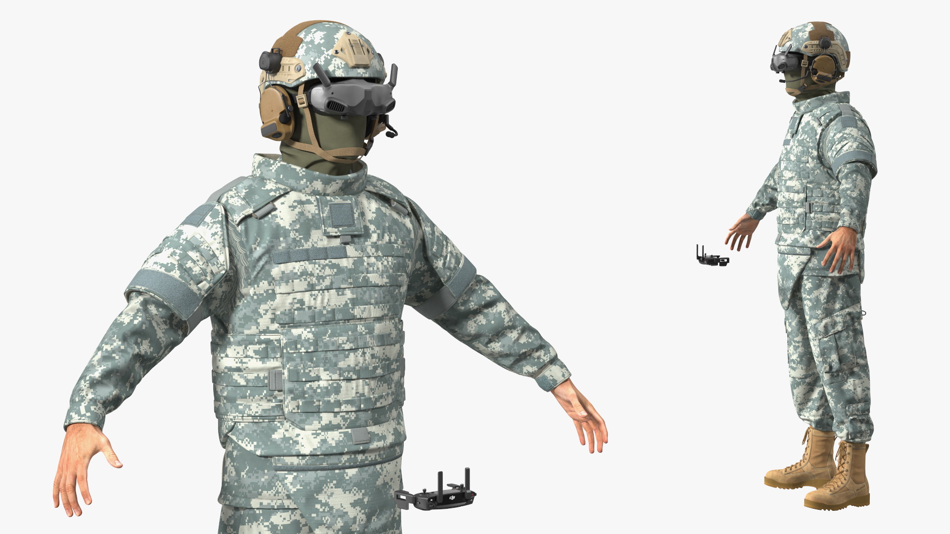 3D FPV Drone Military Operator in Digital Camouflage Fur model