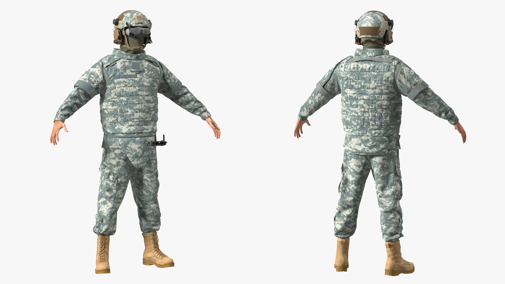 3D FPV Drone Military Operator in Digital Camouflage Fur model