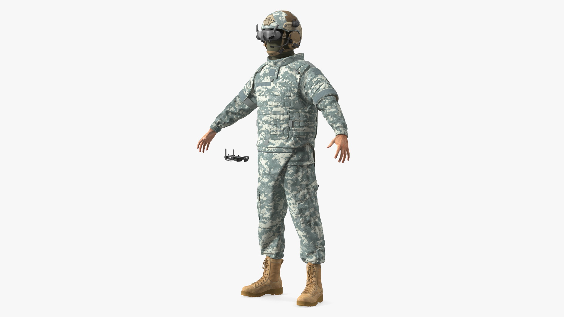 3D FPV Drone Military Operator in Digital Camouflage Fur model