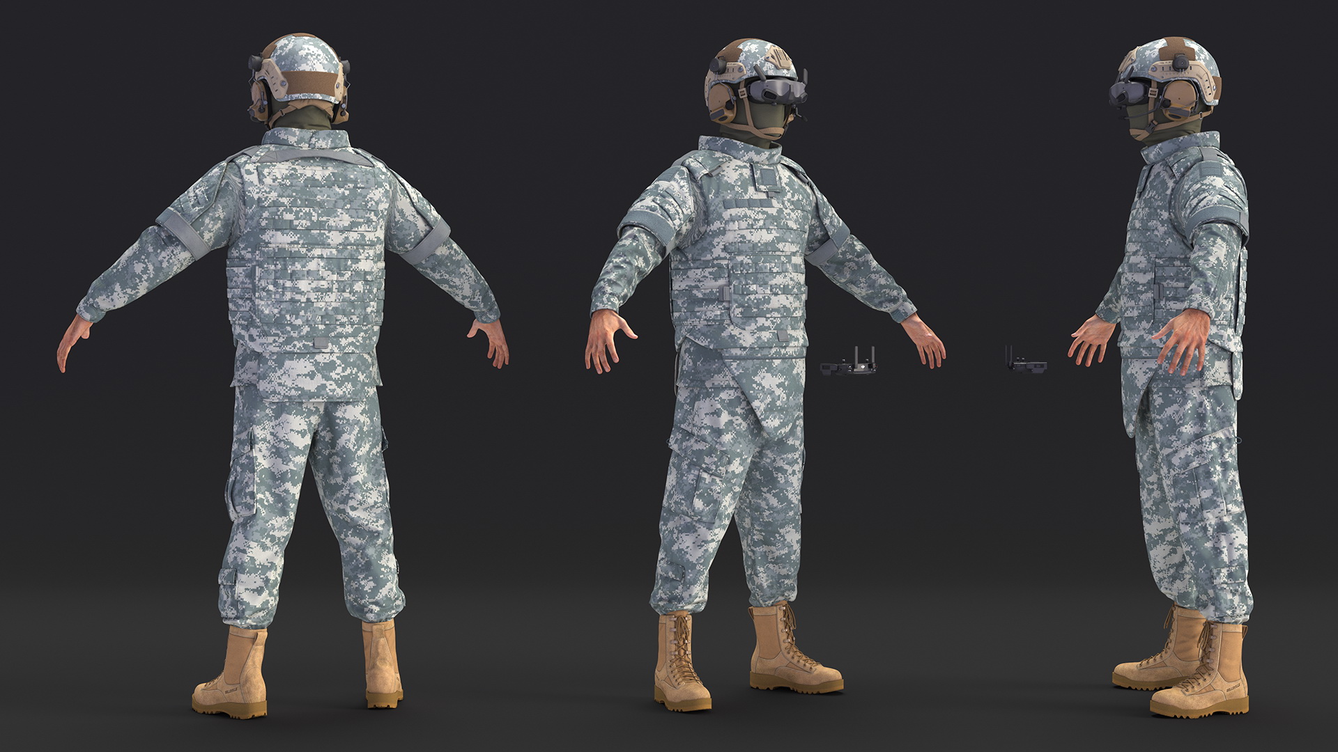 3D FPV Drone Military Operator in Digital Camouflage Fur model