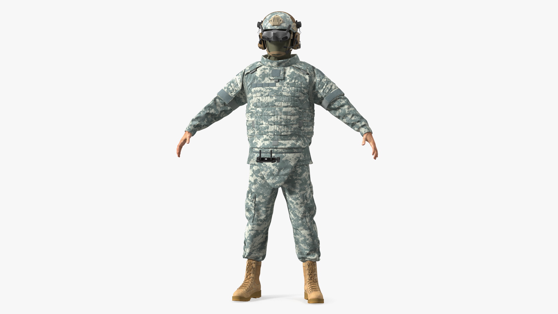 3D FPV Drone Military Operator in Digital Camouflage Fur model