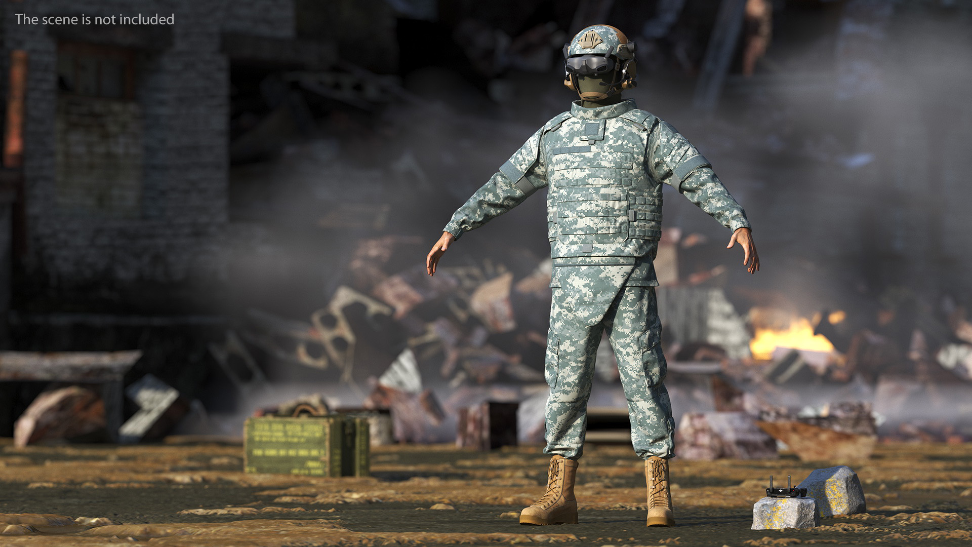 3D FPV Drone Military Operator in Digital Camouflage Fur model