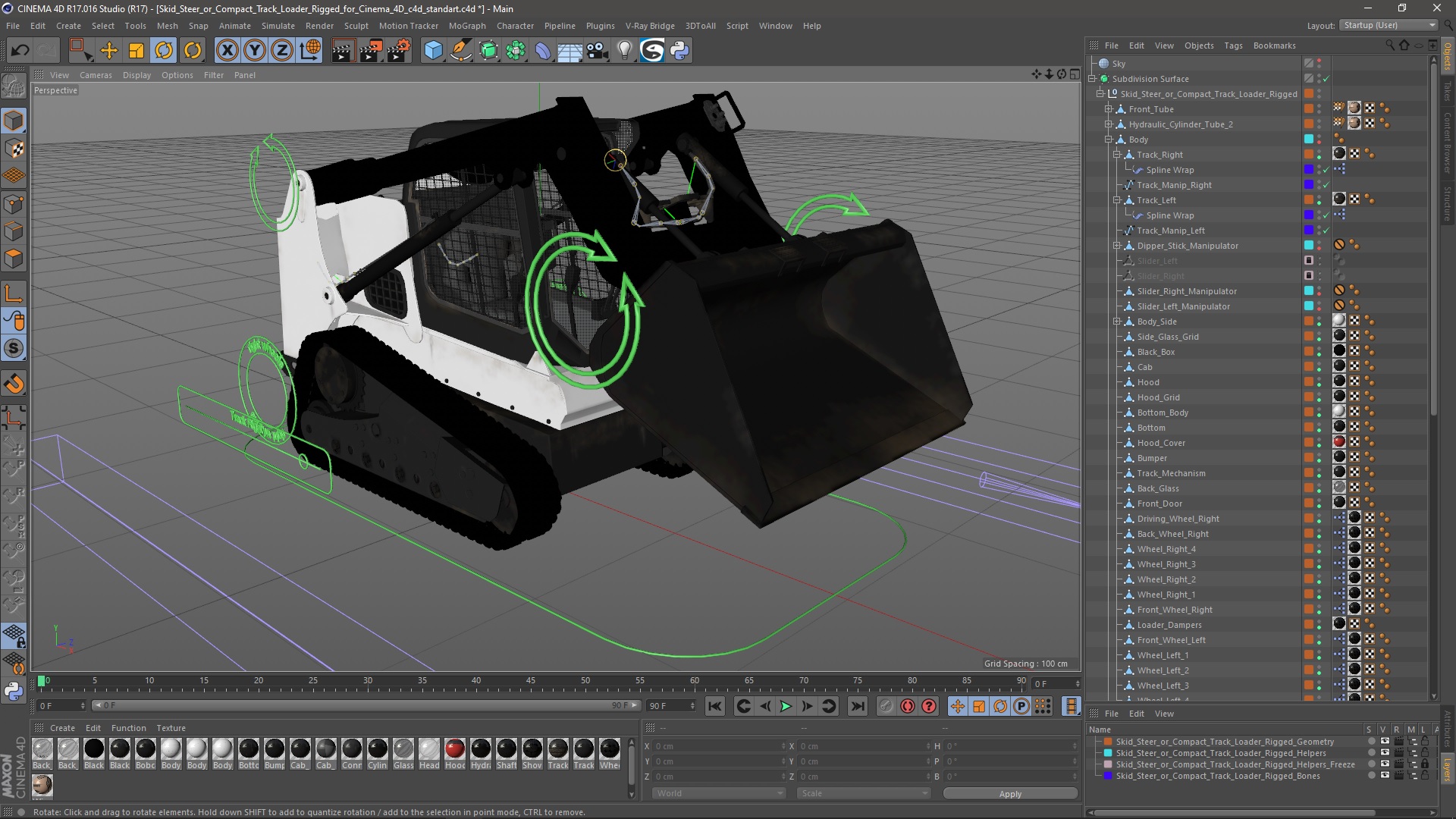 3D model Skid Steer or Compact Track Loader Rigged for Cinema 4D