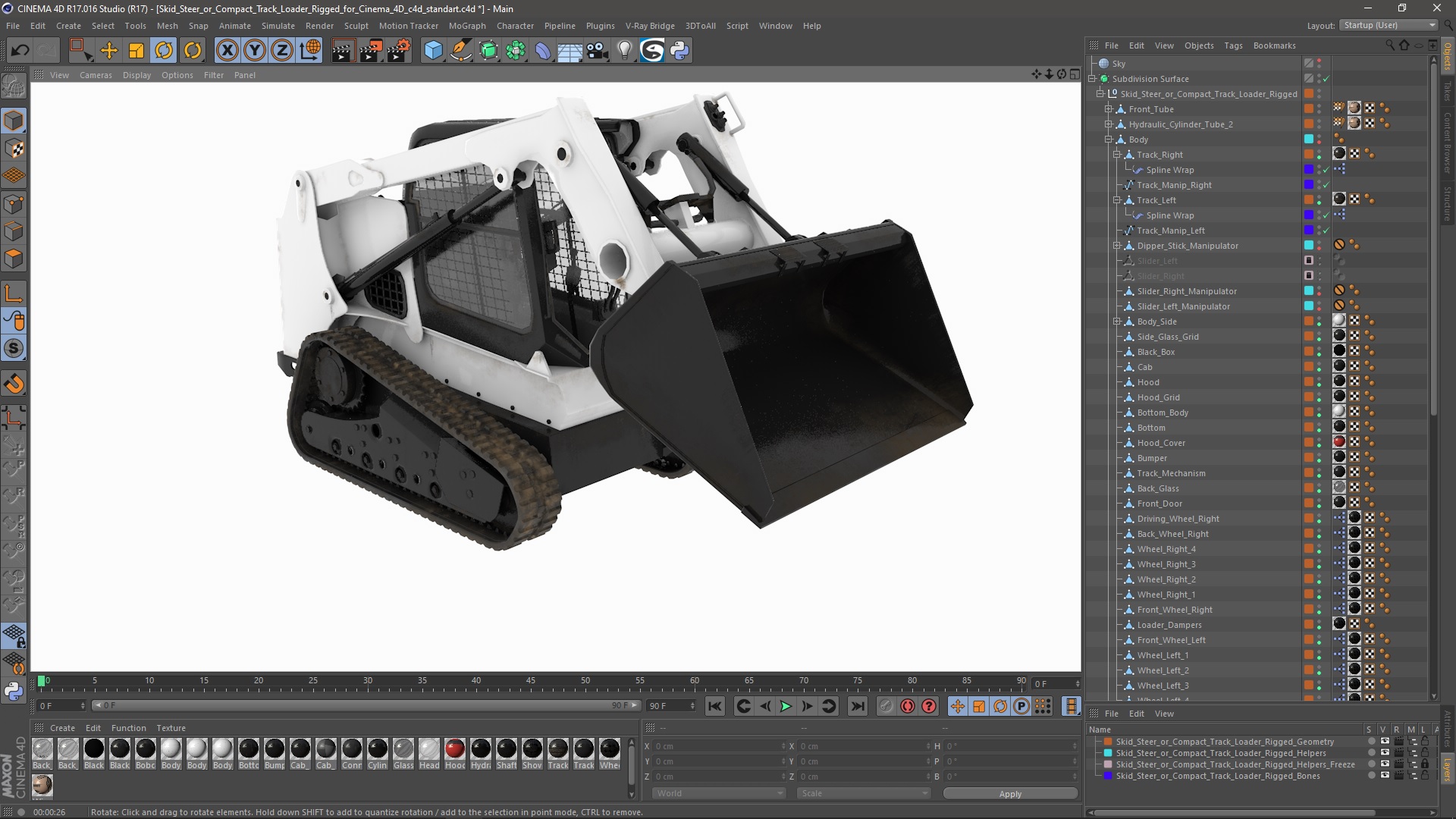 3D model Skid Steer or Compact Track Loader Rigged for Cinema 4D