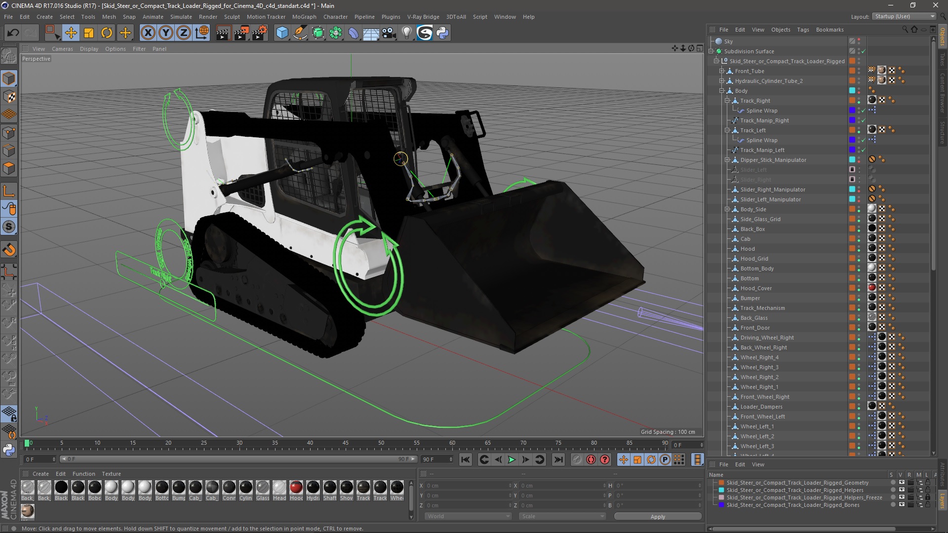 3D model Skid Steer or Compact Track Loader Rigged for Cinema 4D