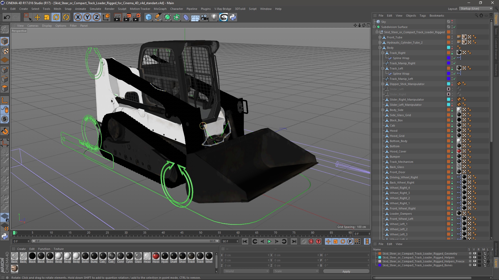 3D model Skid Steer or Compact Track Loader Rigged for Cinema 4D