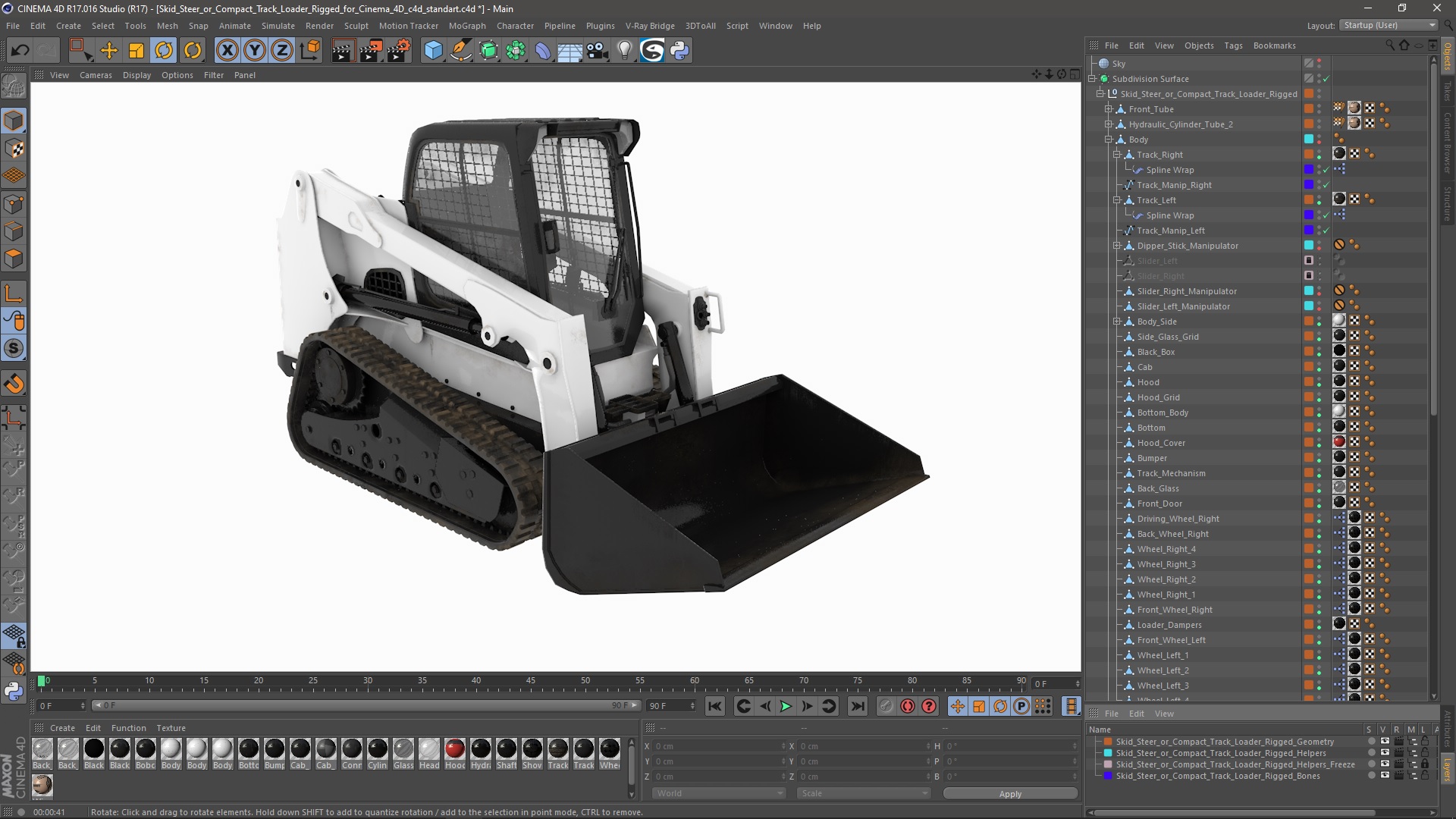 3D model Skid Steer or Compact Track Loader Rigged for Cinema 4D