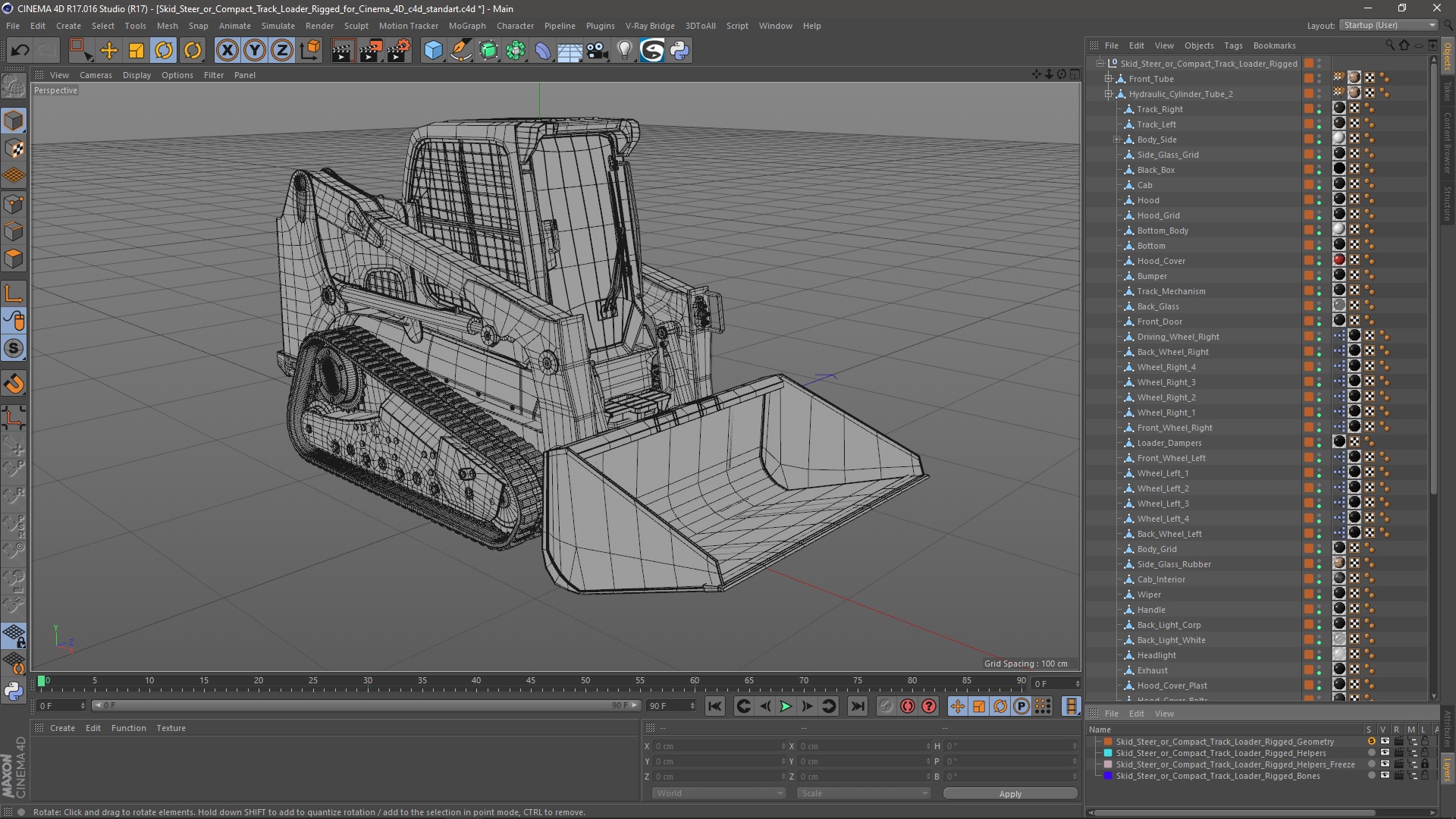 3D model Skid Steer or Compact Track Loader Rigged for Cinema 4D