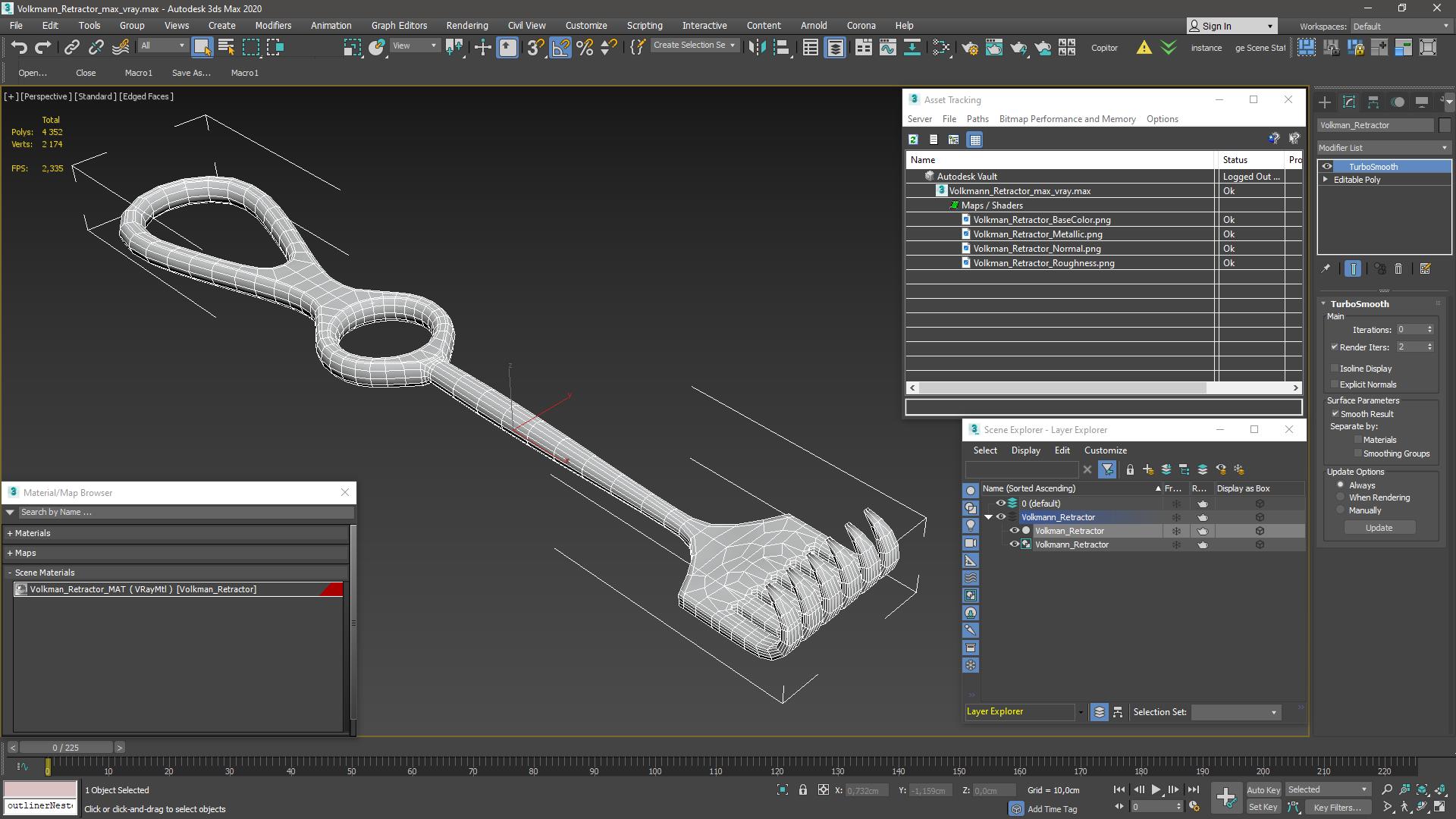 3D Volkmann Retractor model