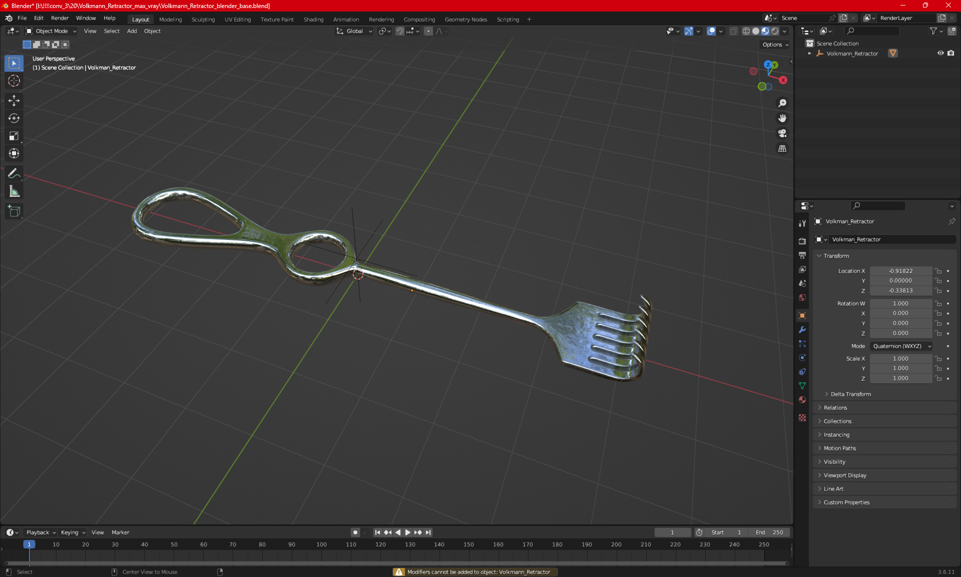 3D Volkmann Retractor model
