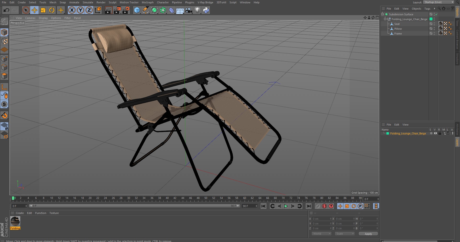 3D Folding Lounge Chair Beige