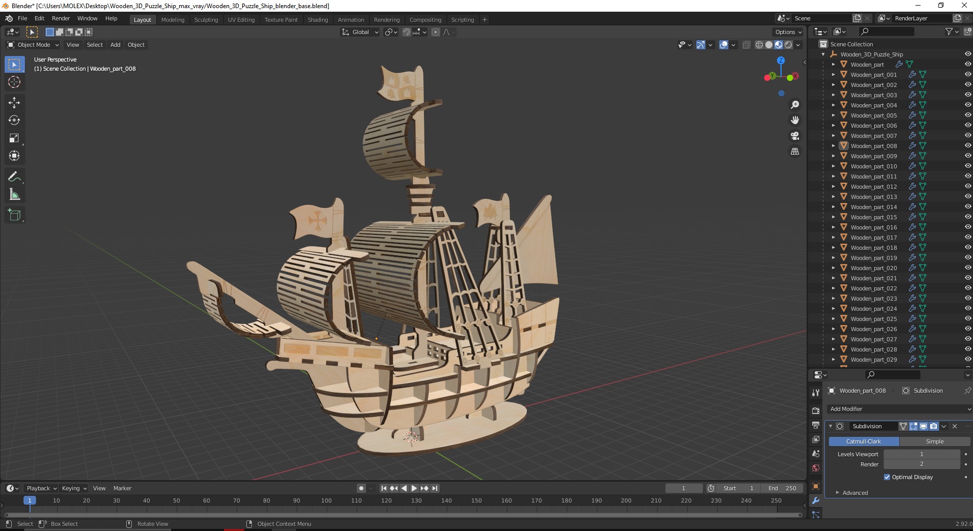 3D Wooden 3D Puzzle Ship