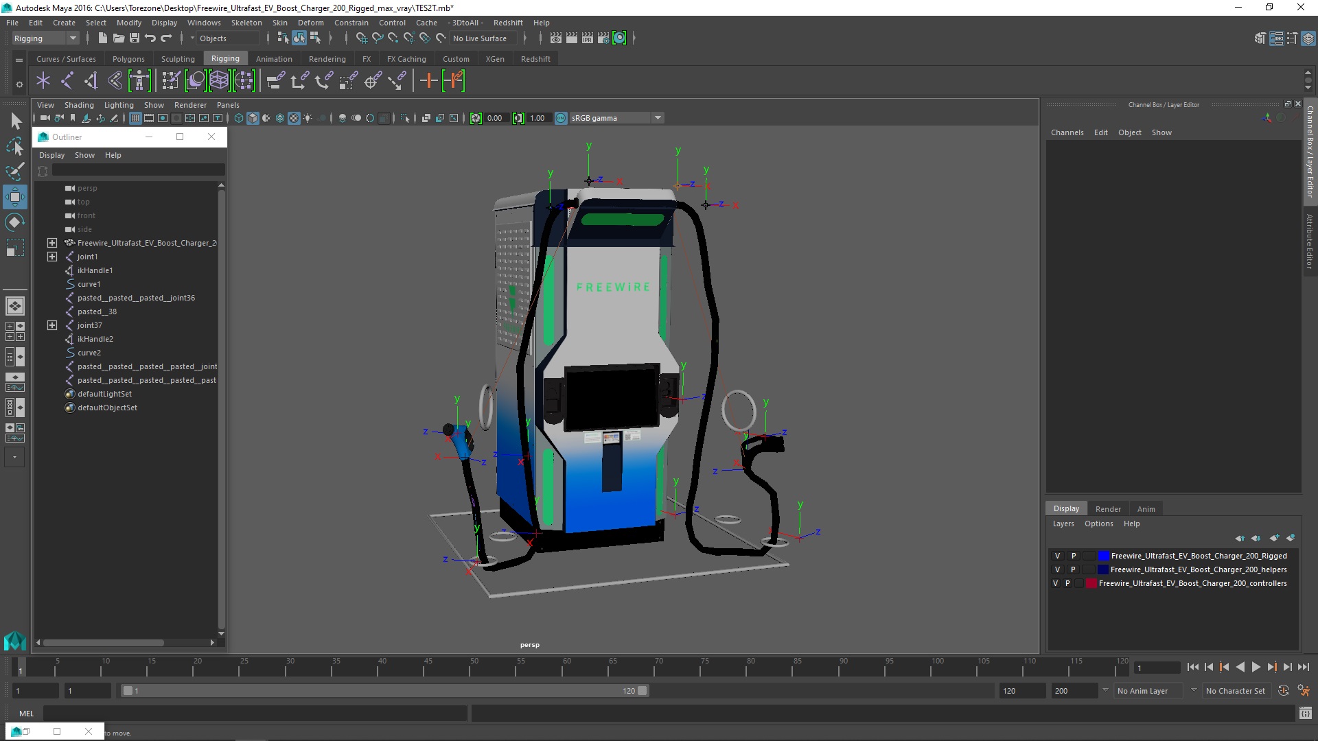 3D model Freewire Ultrafast EV Boost Charger 200 Blue Rigged for Maya