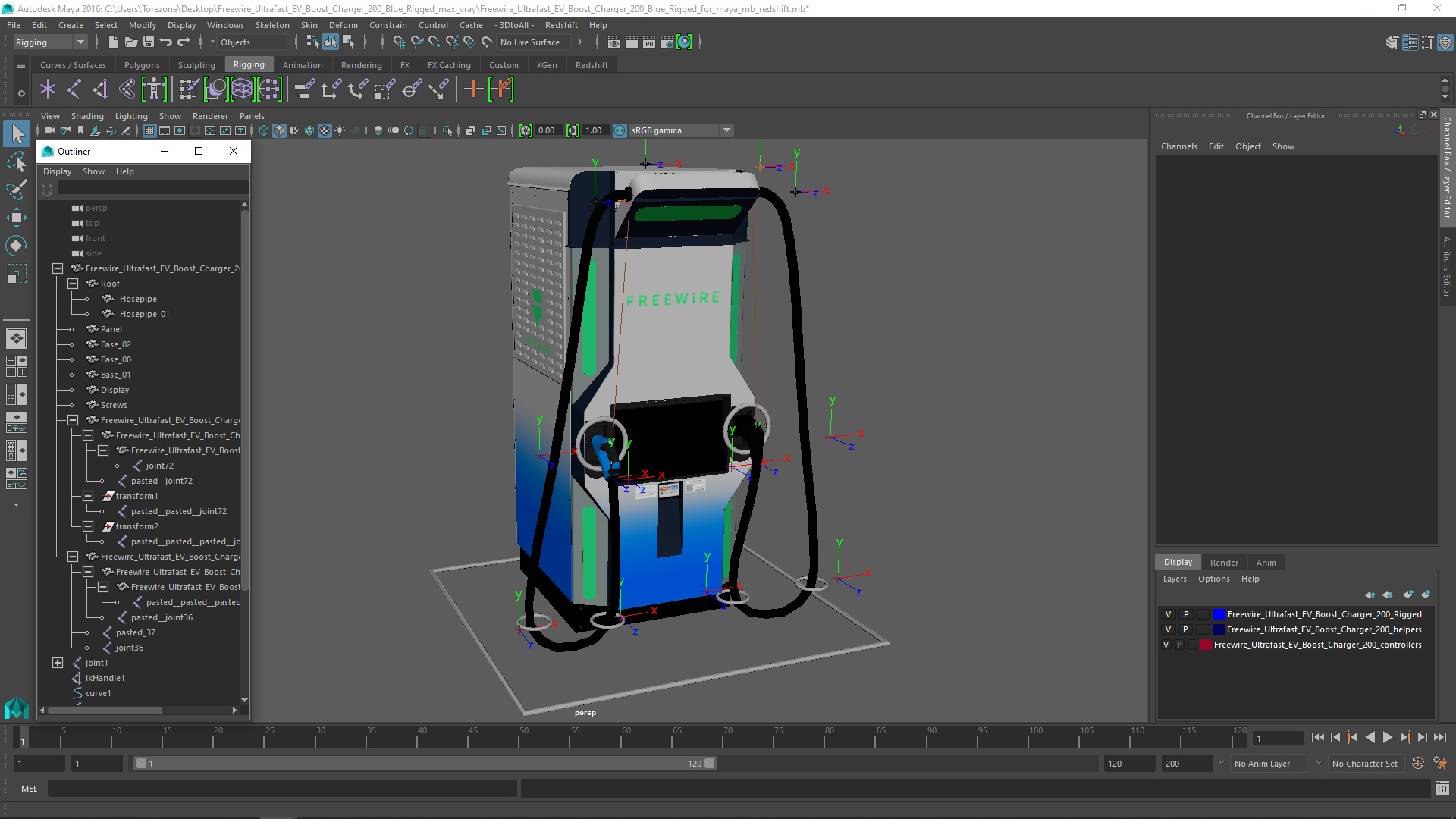 3D model Freewire Ultrafast EV Boost Charger 200 Blue Rigged for Maya