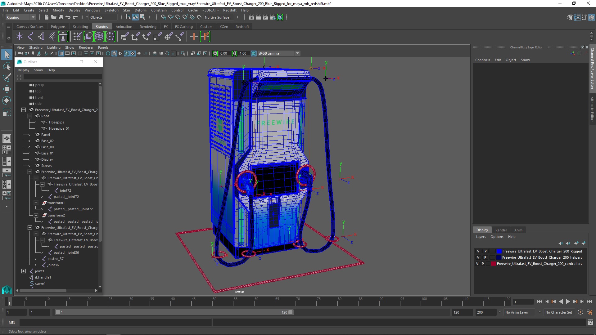 3D model Freewire Ultrafast EV Boost Charger 200 Blue Rigged for Maya