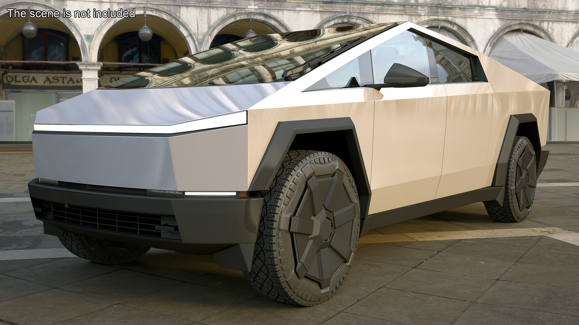 Futuristic Electric Truck Tesla 2024 Silver Lights On Rigged for Maya 3D model