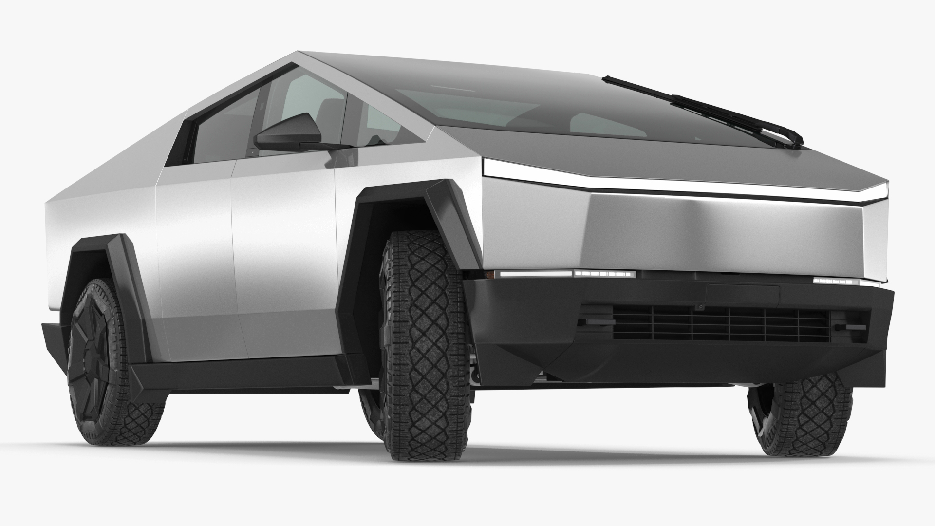 Futuristic Electric Truck Tesla 2024 Silver Lights On Rigged for Maya 3D model