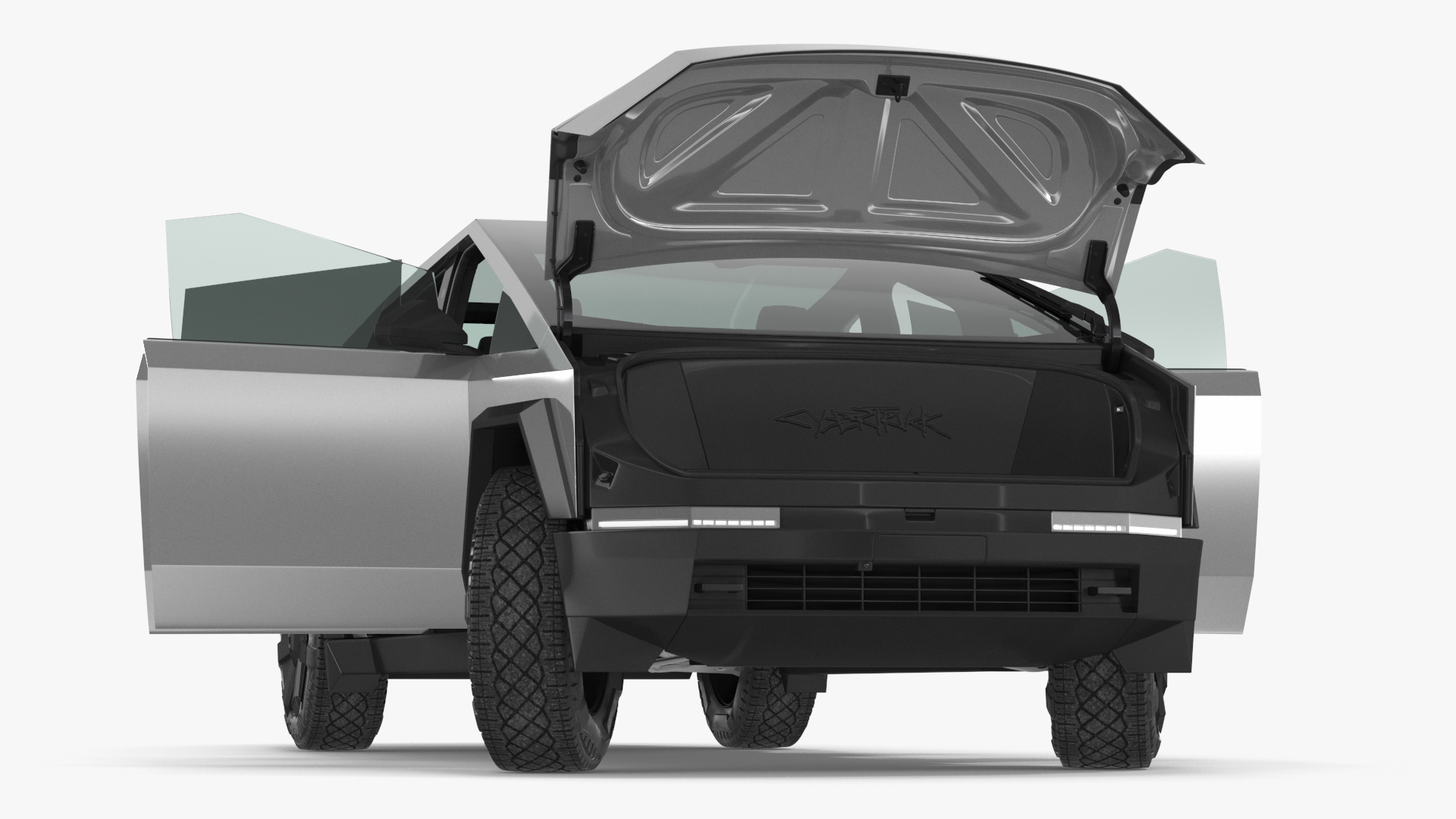 Futuristic Electric Truck Tesla 2024 Silver Lights On Rigged for Maya 3D model